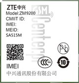 IMEI-Prüfung ZTE ZM9200 auf imei.info
