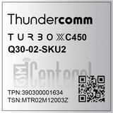 Vérification de l'IMEI THUNDERCOMM Turbox C450 sur imei.info