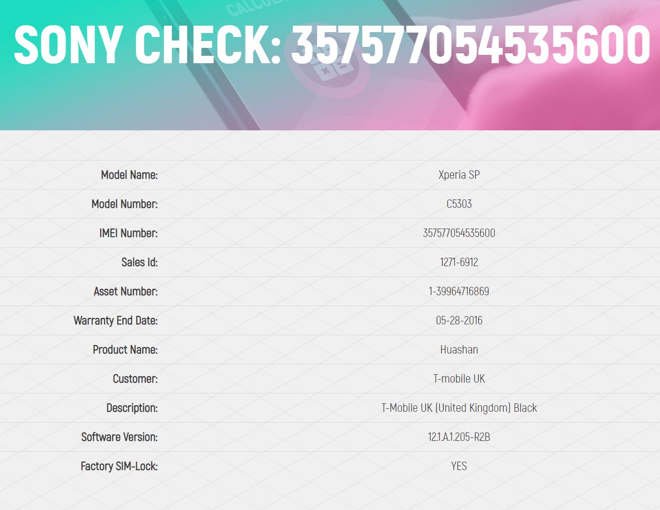 SONY Warranty Info Check